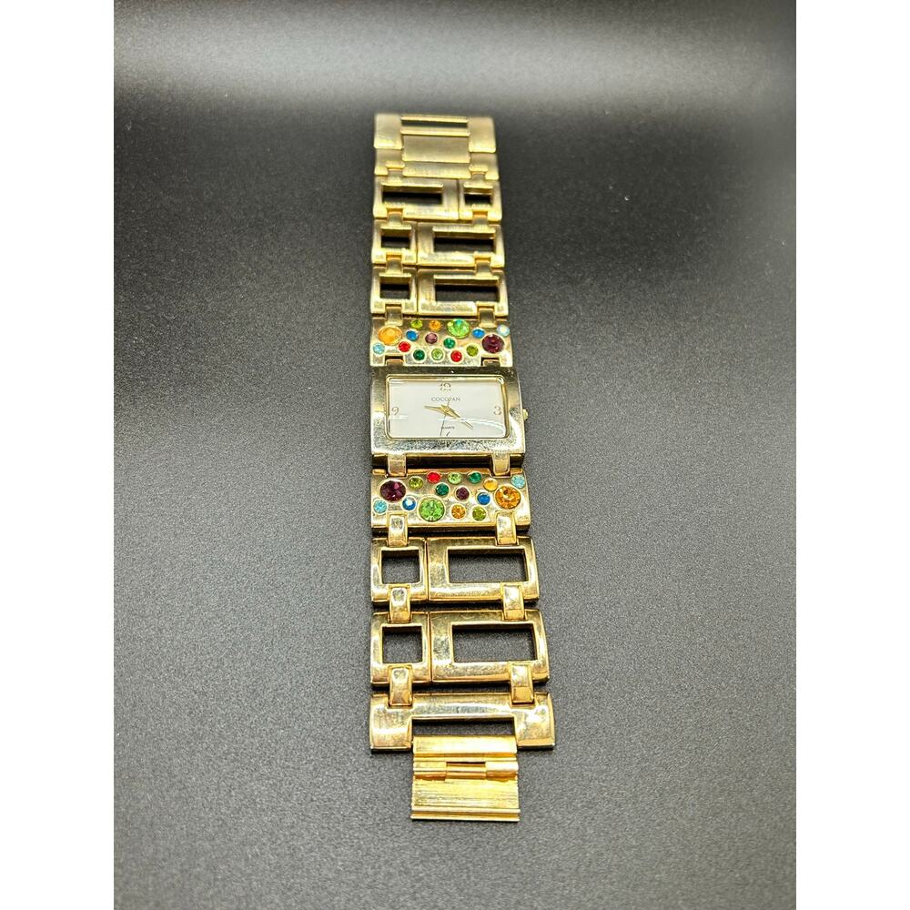 Suzanne Somers Gold Tone Crystal Bracelet Watch Multi-Color Rhinestone Dial - Picture 5 of 13